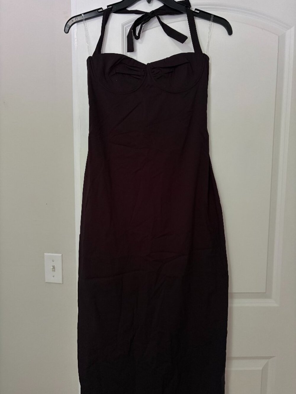 NWT Peppermayo Cheryl Maxi Dress Black Halter Underwire Open Back Maxi